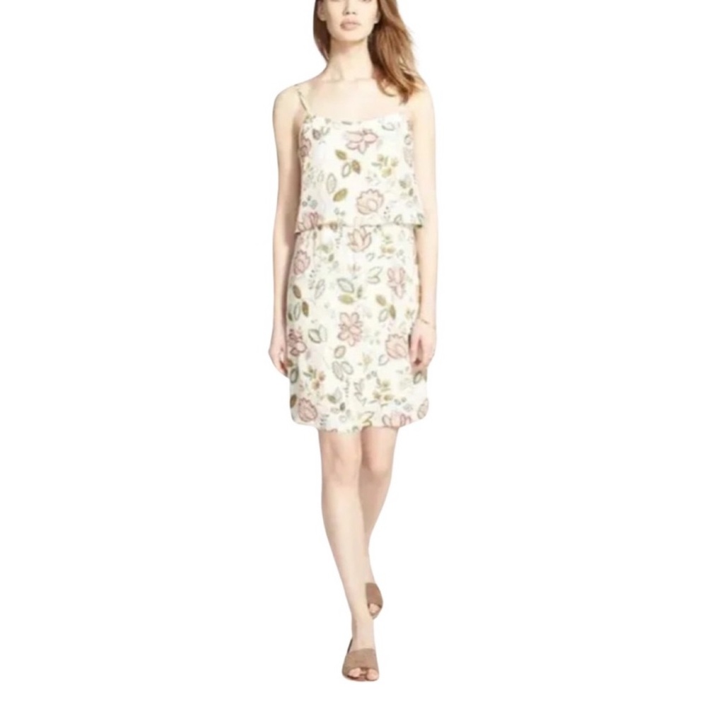 Madewell Women's Size 8 Silk Overlay Cami Mini Dress Botanical Print - Picture 2 of 9